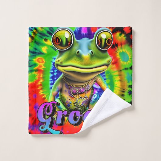 Groovy Hippie Trippy Frog Psychedelic Washandje (Wasdoekje)