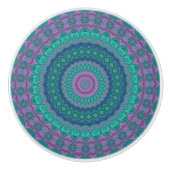 Groovy Hippie Trippy Kleurrijke Jewel Tone Mandala Keramische Knop (Voorkant)