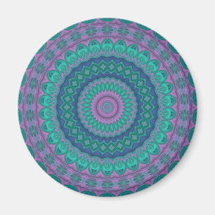 Groovy Hippie Trippy Kleurrijke Jewel Tone Mandala Magneet