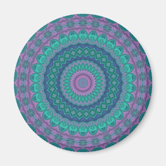 Groovy Hippie Trippy Kleurrijke Jewel Tone Mandala Magneet (Voorkant)