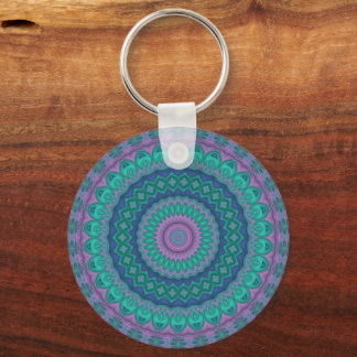 Groovy Hippie Trippy Kleurrijke Jewel Tone Mandala Sleutelhanger