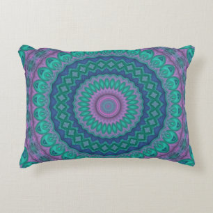 Groovy Hippie Trippy Kleurrijke Juweeltoon Mandala Accent Kussen