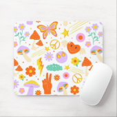 Groovy Hippie Trippy Retro Flower Funky Vibes Muismat (Met muis)