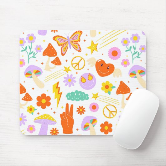 Groovy Hippie Trippy Retro Flower Funky Vibes Muismat (Met muis)