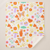 Groovy Hippie Trippy Retro Flower Funky Vibes Sherpa Deken (Voorkant)
