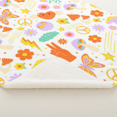 Groovy Hippie Trippy Retro Flower Funky Vibes Sherpa Deken (3/4)