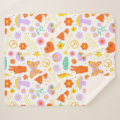 Groovy Hippie Trippy Retro Flower Funky Vibes Sherpa Deken (Voorkant (horizontaal))