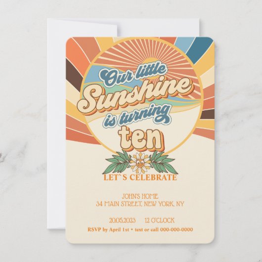 Groovy hippie uitnodiging 10e verjaardag bohemen (Voorkant)