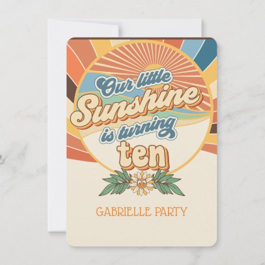 Groovy hippie uitnodiging 10e verjaardag bohemen (Achterkant)