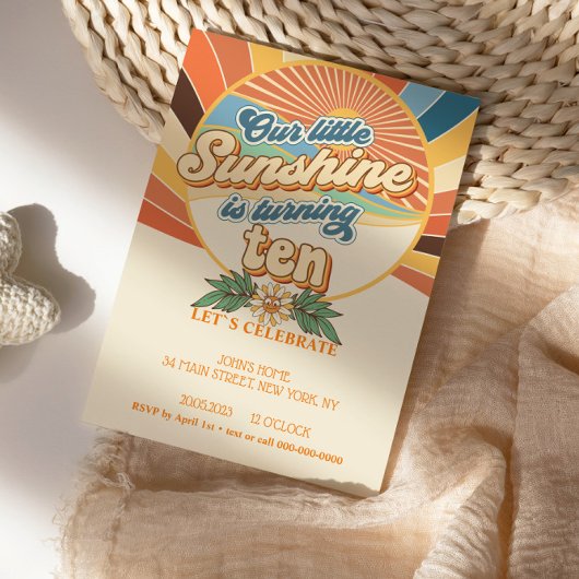 Groovy hippie uitnodiging 10e verjaardag bohemen