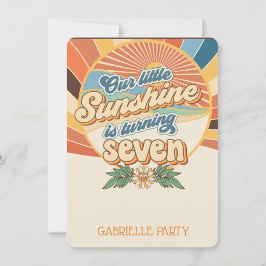 Groovy hippie uitnodiging 7e verjaardag bohaan (Achterkant)