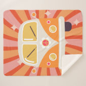 Groovy Hippie Van Roze & Sinaasappel 60s Retro Sherpa Deken (Voorkant (horizontaal))