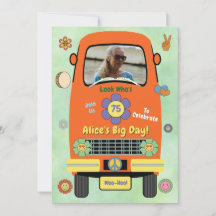 Groovy Hippie Verjaardagsfeest Uitnodiging | Retro