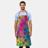 Groovy Hippie Vrede en Bloem Douche Tie Dye Schort (Gedragen)