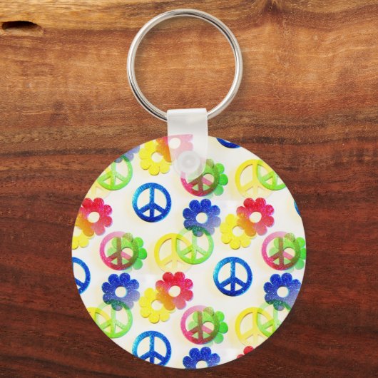 Groovy Hippie vredessignalen ventilator Sleutelhanger (Voorkant)