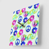 Groovy Hippie vredessignalen - ventilatorkracht Aq Vierkante Klok (Hoek)