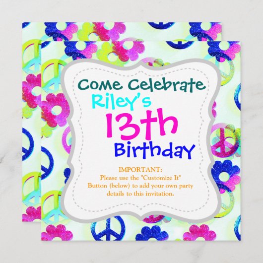 Groovy Hippie vredessignalen ventilatorkracht Kaart (Voorkant / Achterkant)