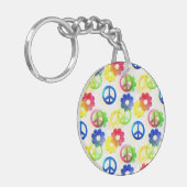 Groovy Hippie-vredessignalen: ventilatorkracht Sleutelhanger (Voorkant Links)