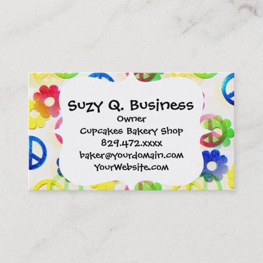 Groovy Hippie-vredessignalen: ventilatorkracht Visitekaartje (Voorkant)