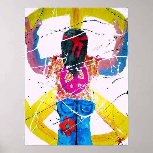 Groovy Hippie Vredesteken Poster (Voorkant)