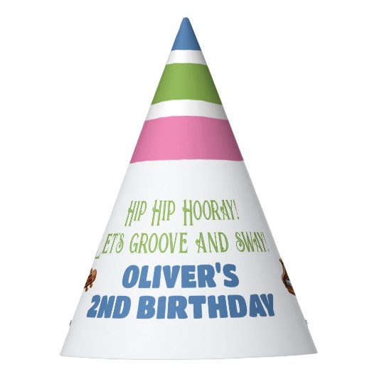 "Groovy Hippo Birthday Bash Bonanza!" Feesthoedjes (Voorkant)