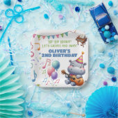 "Groovy Hippo Birthday Bash Bonanza!" Uitnodiging Papieren Bordje (Feest)