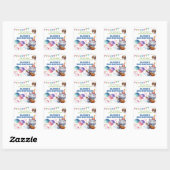 "Groovy Hippo Birthday Bash Bonanza!" Uitnodiging Vierkante Sticker (Vel)