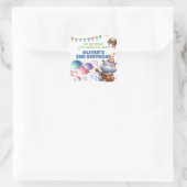 "Groovy Hippo Birthday Bash Bonanza!" Uitnodiging Vierkante Sticker (Tas)