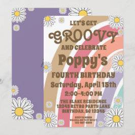 Groovy Hippy Boho Regenboog & Madeliefjes Meisjes  Kaart