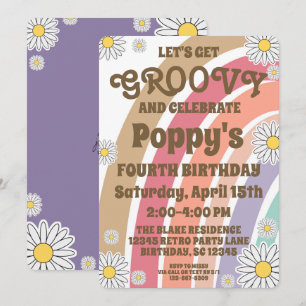 Groovy Hippy Boho Regenboog & Madeliefjes Meisjes Kaart
