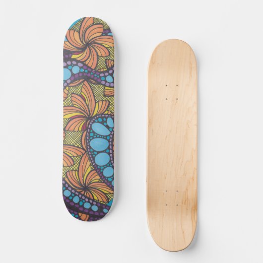 Groovy, hippy, boho-stijl, kleurrijk persoonlijk skateboard (Voorkant)