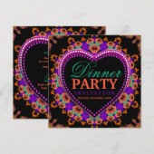 Groovy Hippy Love Bohemian Dinner Party Kaart (Voorkant / Achterkant)