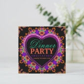 Groovy Hippy Love Bohemian Dinner Party Kaart (Staand voorkant)