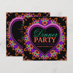 Groovy Hippy Love Bohemian Dinner Party Kaart