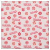 Groovy Hippy Mama Pink Text Word & Flowers Stof (Swatch)