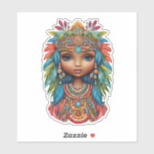 Groovy Hippy Meisje Sticker Custom-Cut Vinyl Stick (Vel)