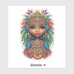 Groovy Hippy Meisje Sticker Custom-Cut Vinyl Stick