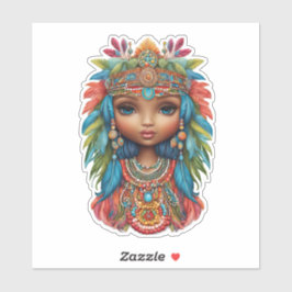 Groovy Hippy Meisje Sticker Custom-Cut Vinyl Stick