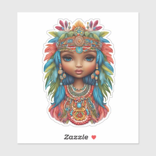 Groovy Hippy Meisje Sticker Custom-Cut Vinyl Stick (Vel)