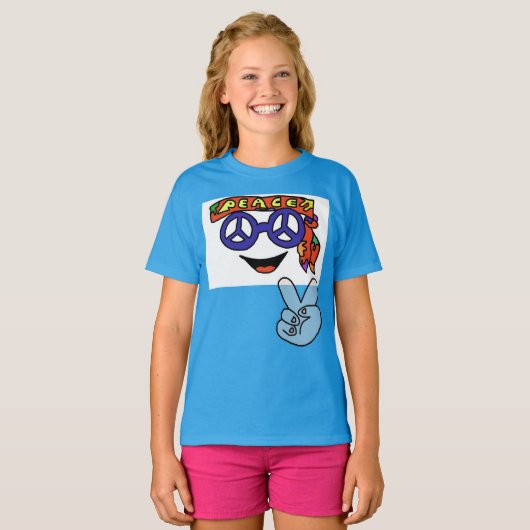 Groovy hippy peace shirt (Voorkant volledig)