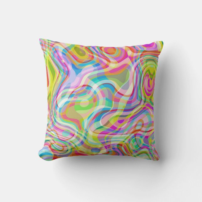 Groovy Hippy Retro Rainbow Surface Patroon  Kussen (Voorkant)