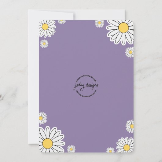 Groovy Hippy Sun & Daisy 1e Birthday Invitation Kaart (Achterkant)