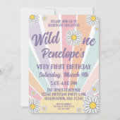 Groovy Hippy Sun & Daisy 1e Birthday Invitation Kaart (Voorkant)