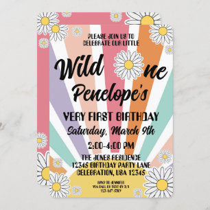 Groovy Hippy Sun en Daisy 1e verjaardag Kaart