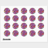 Groovy Hippy Vibes Paars Pattern Art Ronde Sticker (Vel)