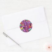 Groovy Hippy Vibes Paars Pattern Art Ronde Sticker (Envelop)