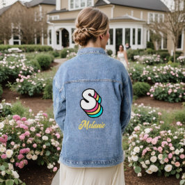 Groovy Hippy Vrouwen Monogram Denim Jas Jacket