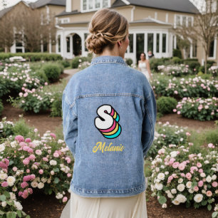 Groovy Hippy Vrouwen Monogram Denim Jas Jacket