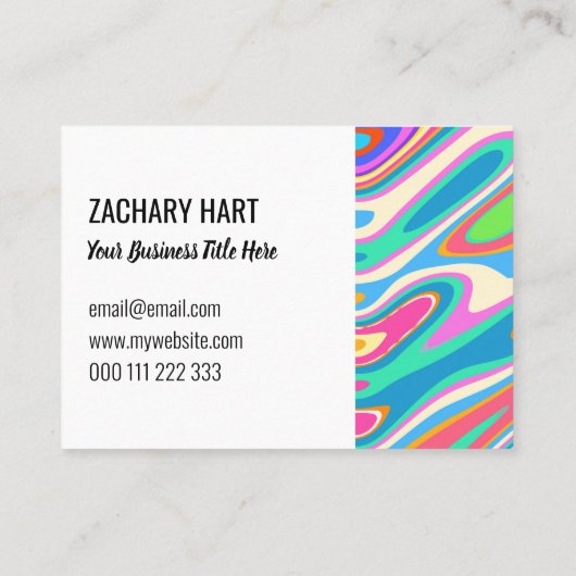 Groovy Hipster Retro Rainbow Pattern Sjabloon Visitekaartje (Achterkant)