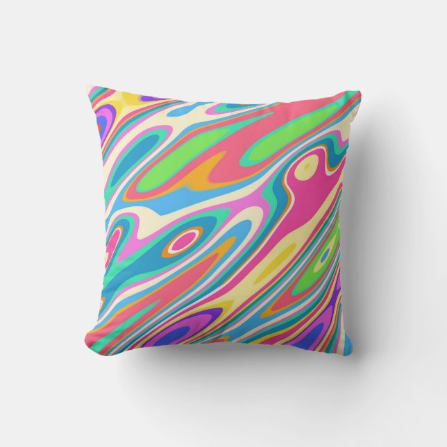Groovy Hipster Retro Rainbow Surface Patroon Kussen (Voorkant)